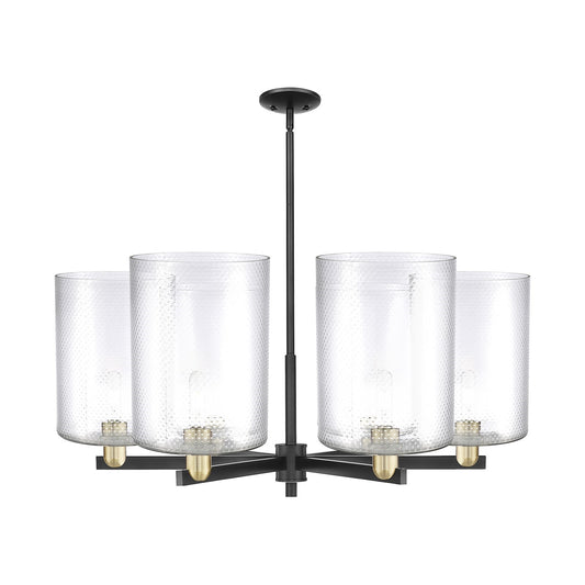 Innovations Cobbleskill 39in 6-Light Chandelier | Industrial Black Antique Brass Steel and Clear Glass | Kitchen Island & | Model 716-6CR-BAB-G112-L