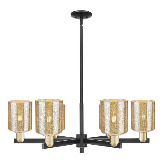 Innovations Cobbleskill 35in 6-Light Chandelier | Industrial Black Antique Brass and Mercury Glass | Kitchen Island & Dining Room | Model 716-6CR-BAB-G116
