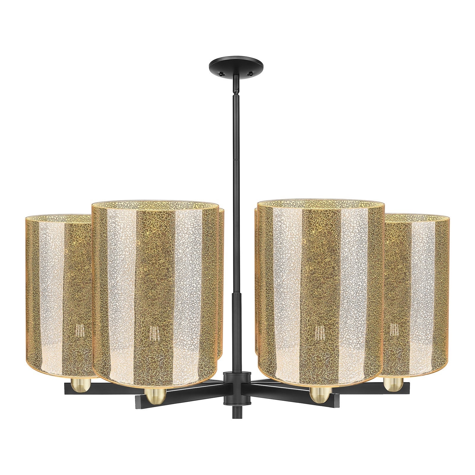 Innovations Cobbleskill 39in 6-Light Chandelier | Industrial Black Antique Brass and Mercury Glass | Dining Room & Living Room | Model 716-6CR-BAB-G116-L