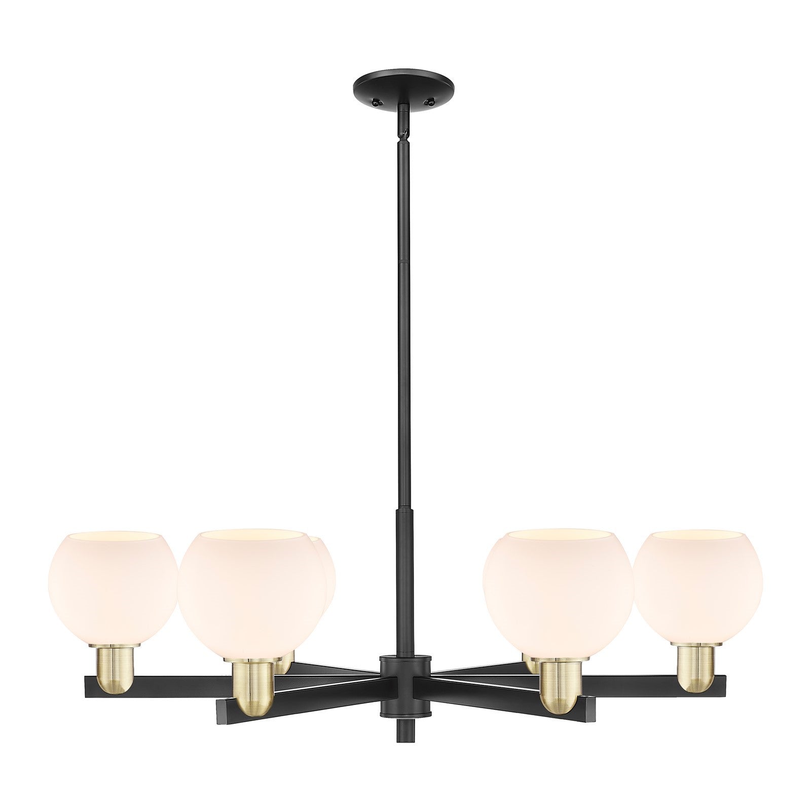 Innovations Athens 36in 6-Light Chandelier | Industrial Black Antique Brass and Matte White Glass | Kitchen Island & Dining | Model 716-6CR-BAB-G121-6