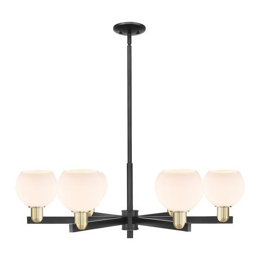 Innovations Athens 36in 6-Light Chandelier | Industrial Black Antique Brass and Matte White Glass | Kitchen Island & Dining | Model 716-6CR-BAB-G121-6