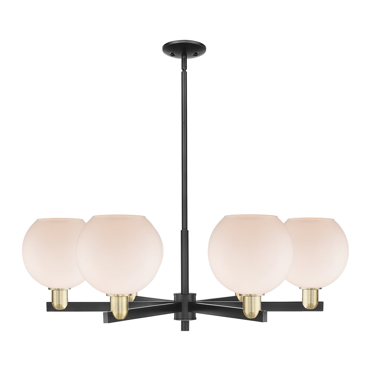 Innovations Athens 38in 6-Light Chandelier | Industrial Black Antique Brass Steel and Matte White Glass | Kitchen Island & | Model 716-6CR-BAB-G121-8