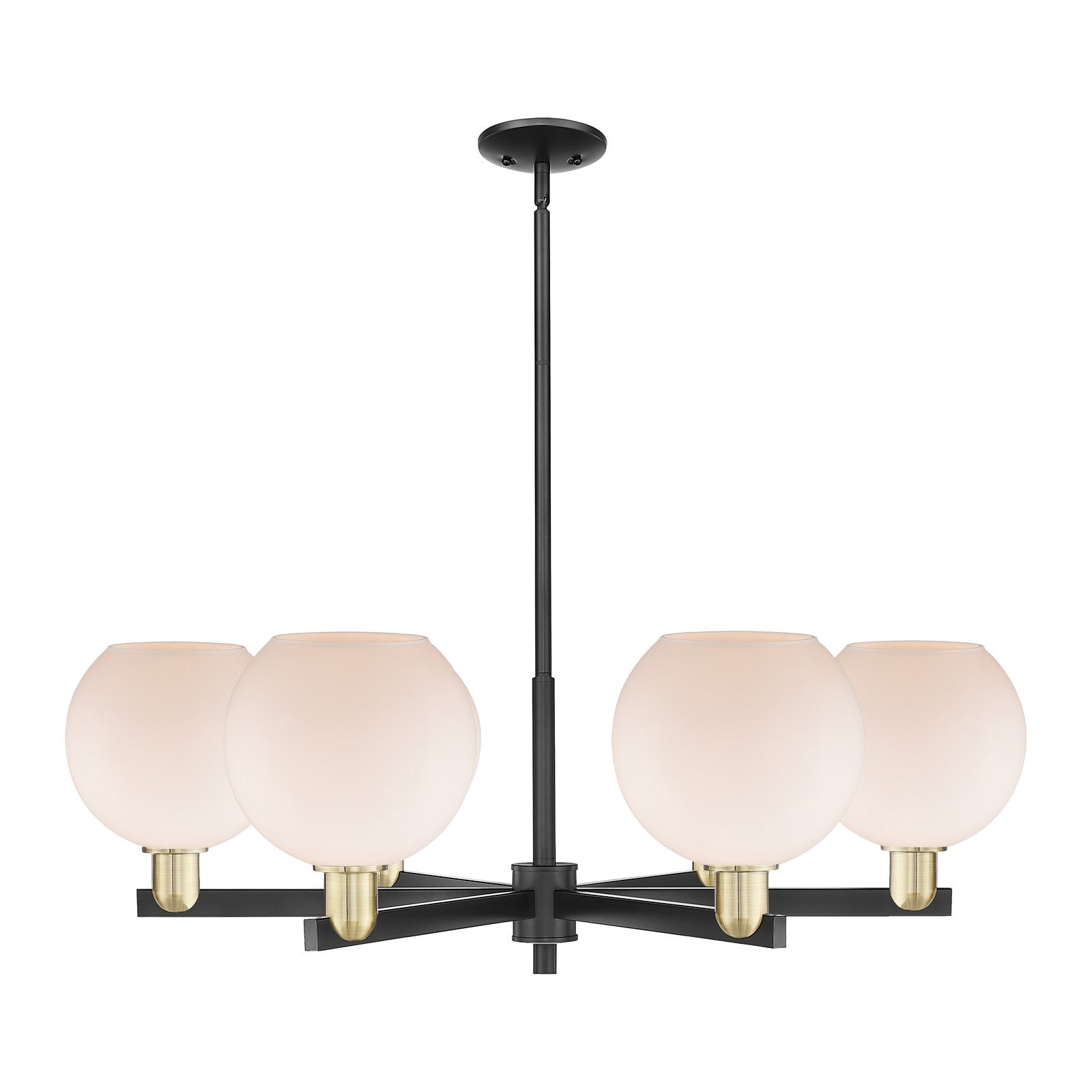 Innovations Athens 38in 6-Light Chandelier | Industrial Black Antique Brass Steel and Matte White Glass | Kitchen Island & | Model 716-6CR-BAB-G121-8