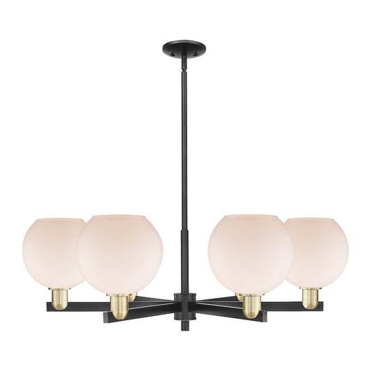 Innovations Athens 38in 6-Light Chandelier | Industrial Black Antique Brass Steel and Matte White Glass | Kitchen Island & | Model 716-6CR-BAB-G121-8