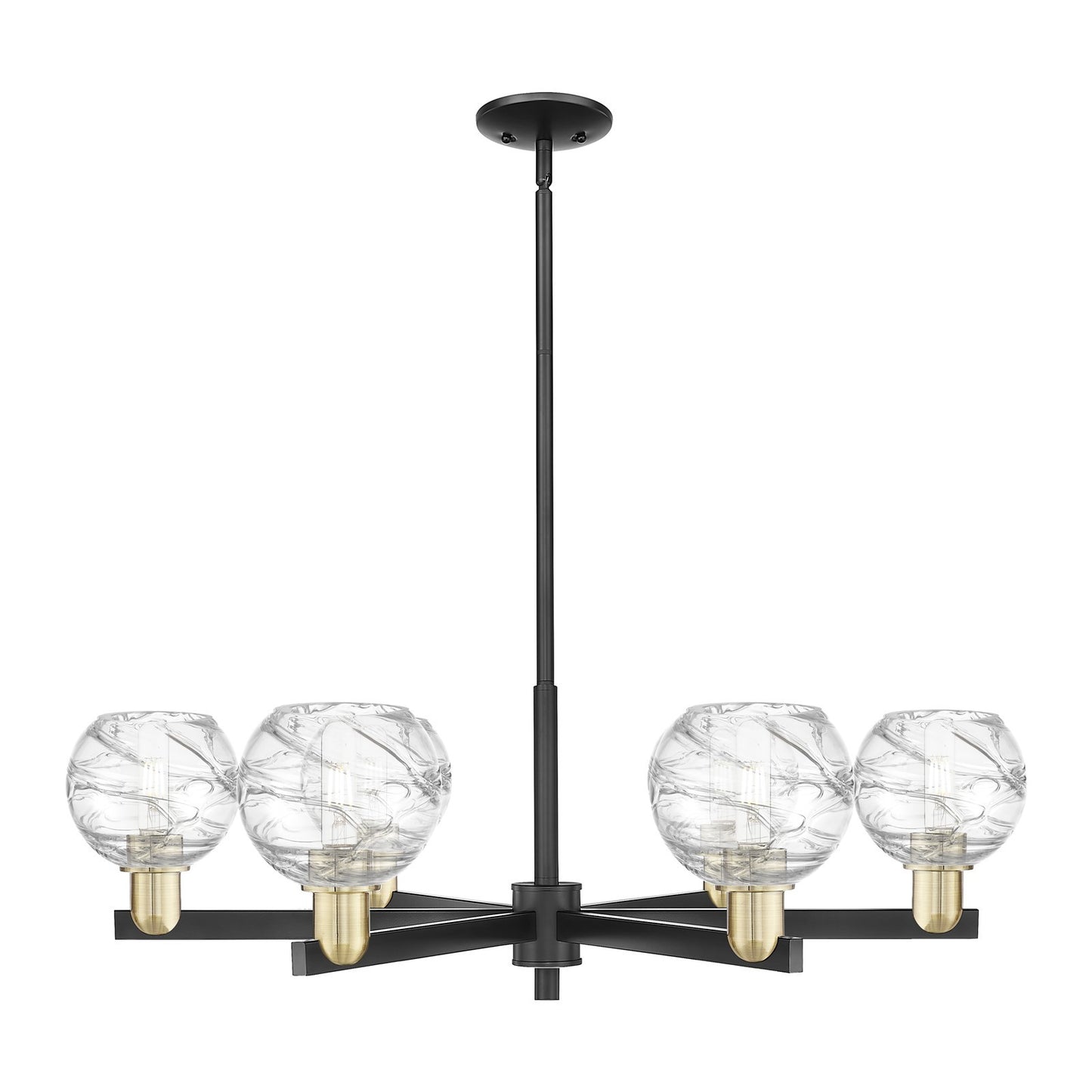 Innovations Athens Deco Swirl 24in 6-Light Chandelier | Industrial Black Antique Brass and Clear Glass | Dining Room & Foyer | Model 716-6CR-BAB-G1213-6CL