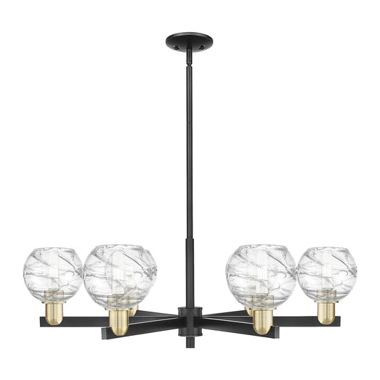 Innovations Athens Deco Swirl 24in 6-Light Chandelier | Industrial Black Antique Brass and Clear Glass | Dining Room & Foyer | Model 716-6CR-BAB-G1213-6CL