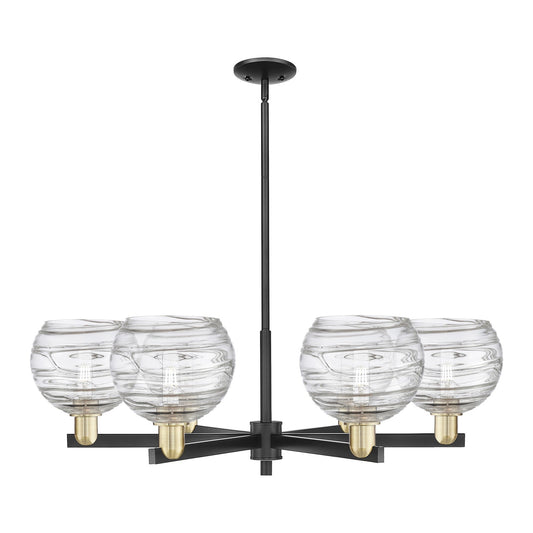 Innovations Athens Deco Swirl 38in 6-Light Chandelier | Industrial Black Antique Brass Steel and Clear Deco Swirl Glass | Model 716-6CR-BAB-G1213-8CL
