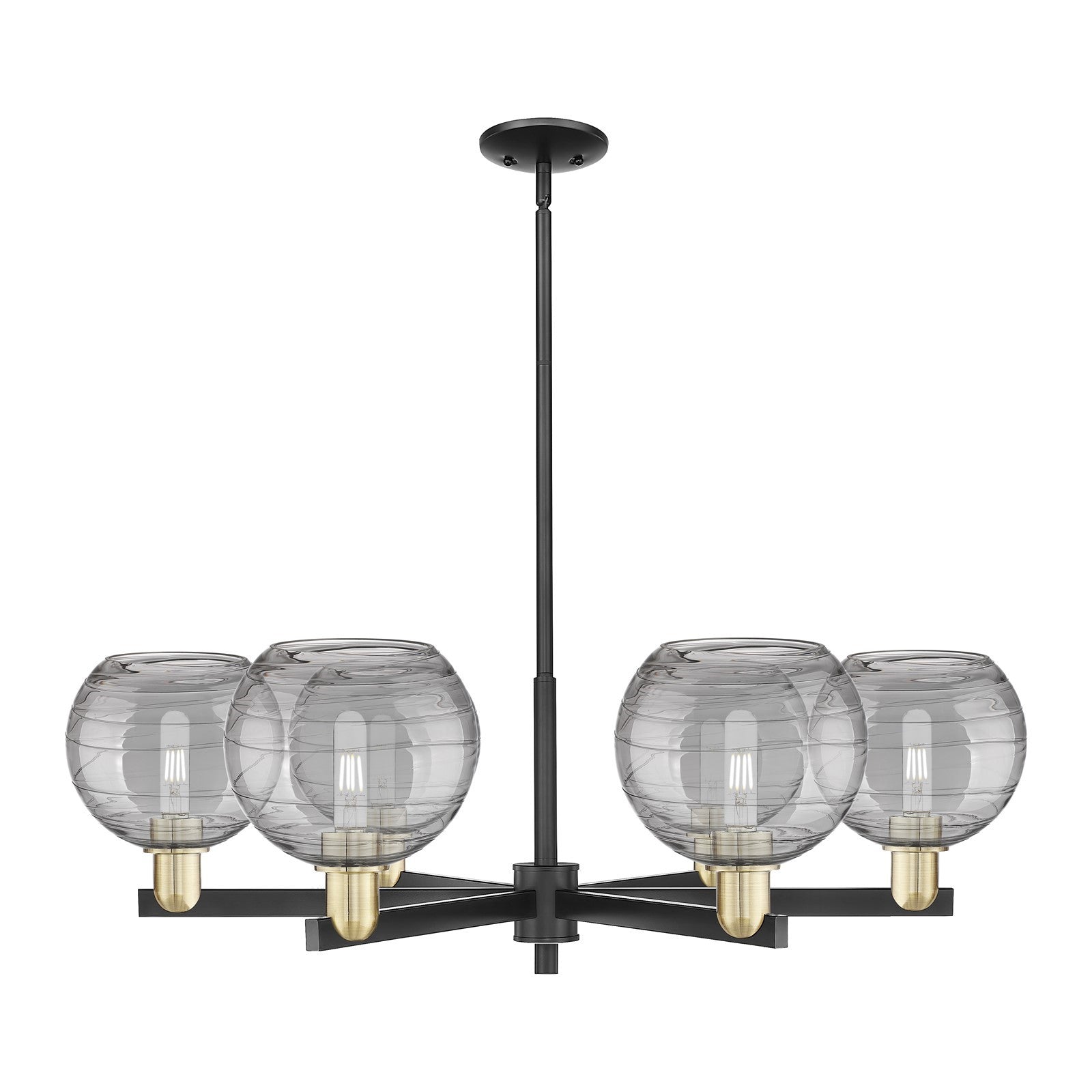 Innovations Athens Deco Swirl 38in 6-Light Chandelier | Industrial Black Antique Brass and Light Smoke Glass | Dining Room & | Model 716-6CR-BAB-G1213-8SM
