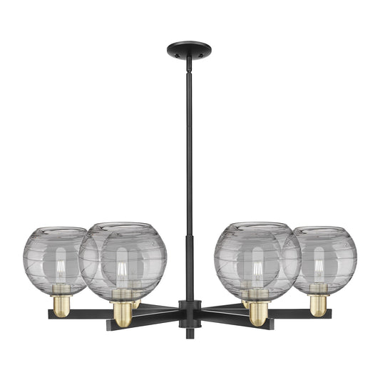 Innovations Athens Deco Swirl 38in 6-Light Chandelier | Industrial Black Antique Brass and Light Smoke Glass | Dining Room & | Model 716-6CR-BAB-G1213-8SM