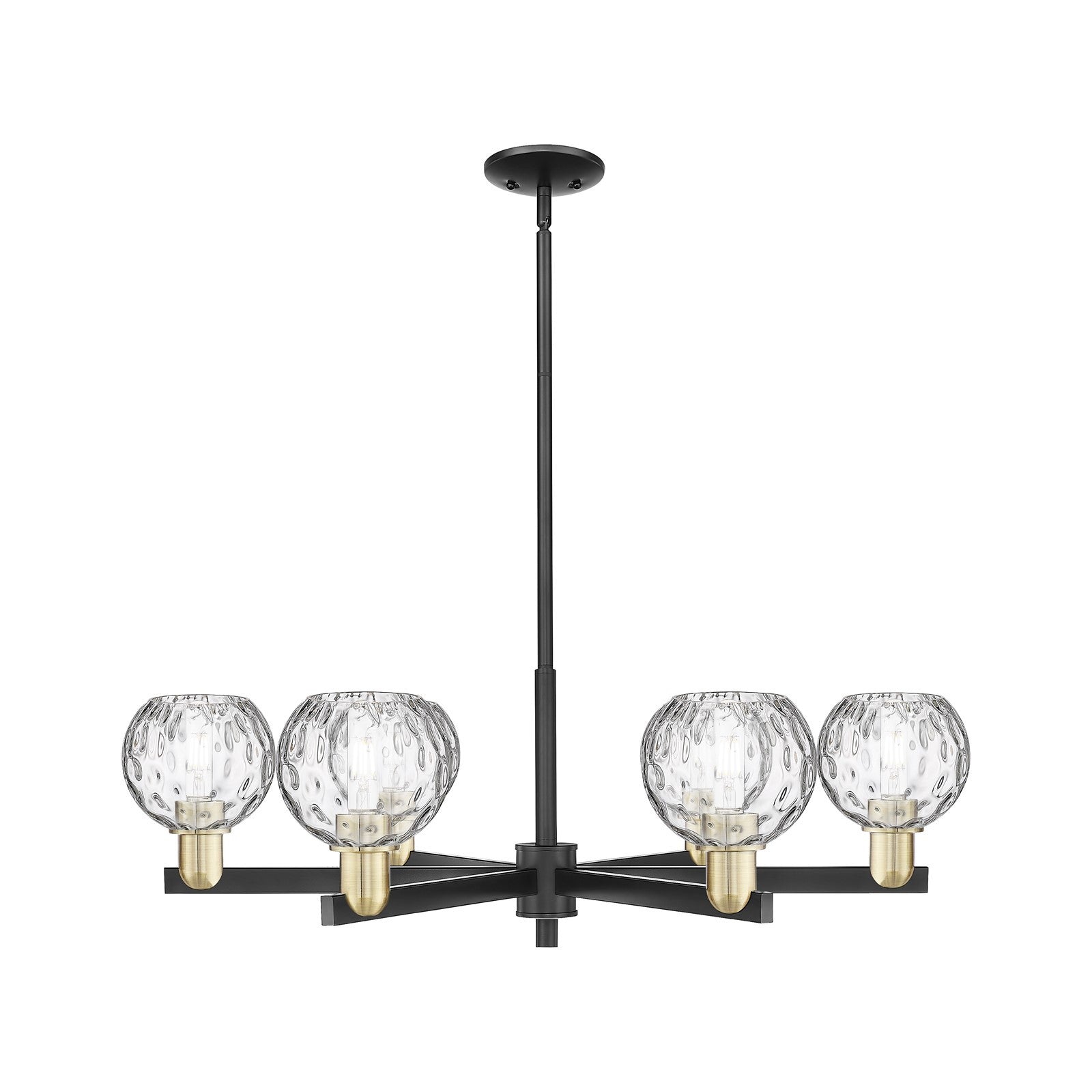 Innovations Athens Water Glass 36in 6-Light Chandelier | Industrial Black Antique Brass and Clear Glass | Kitchen Island & | Model 716-6CR-BAB-G1215-6