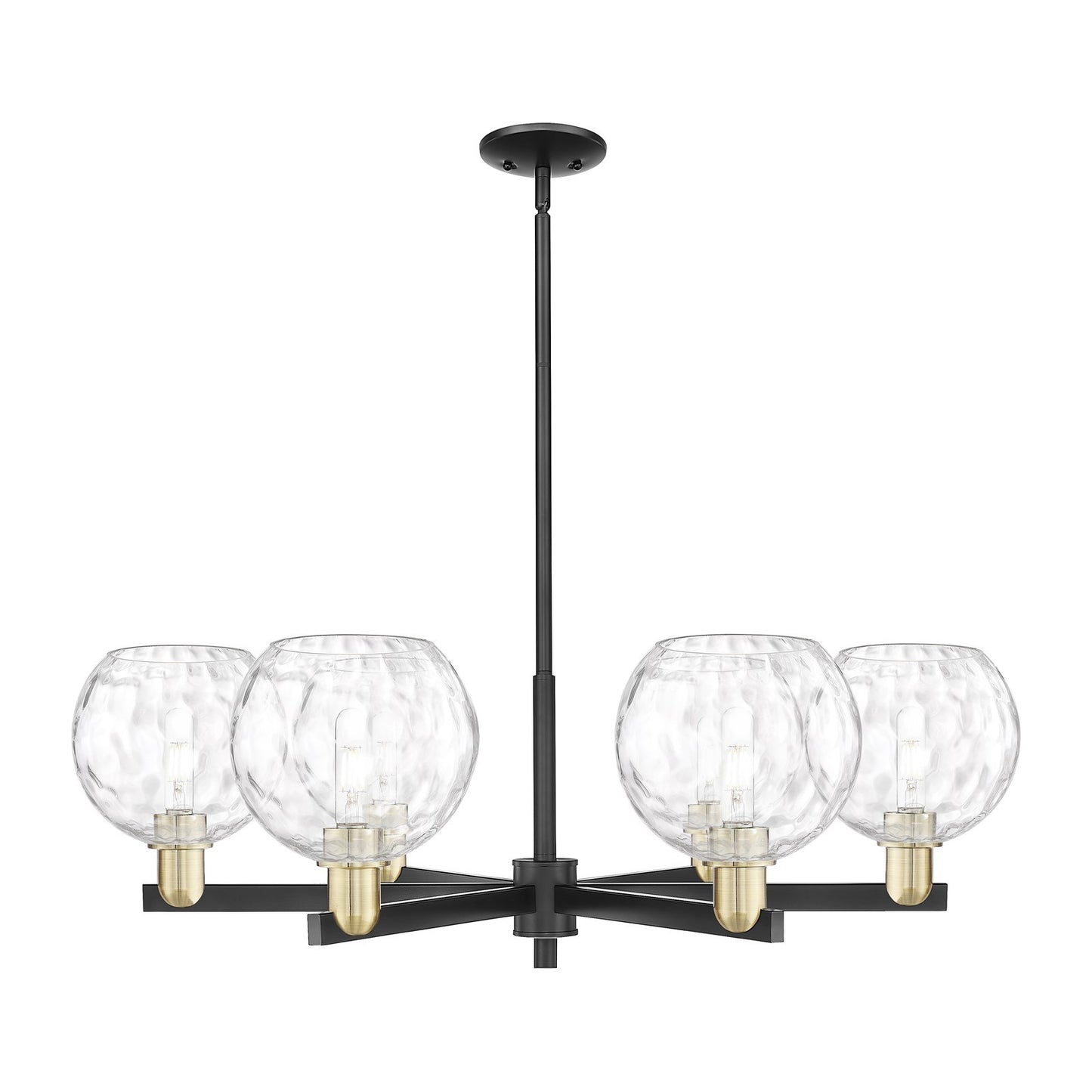 Innovations Athens Water Glass 38in 6-Light Chandelier | Industrial Black Antique Brass Steel and Clear Water Glass | Dining | Model 716-6CR-BAB-G1215-8