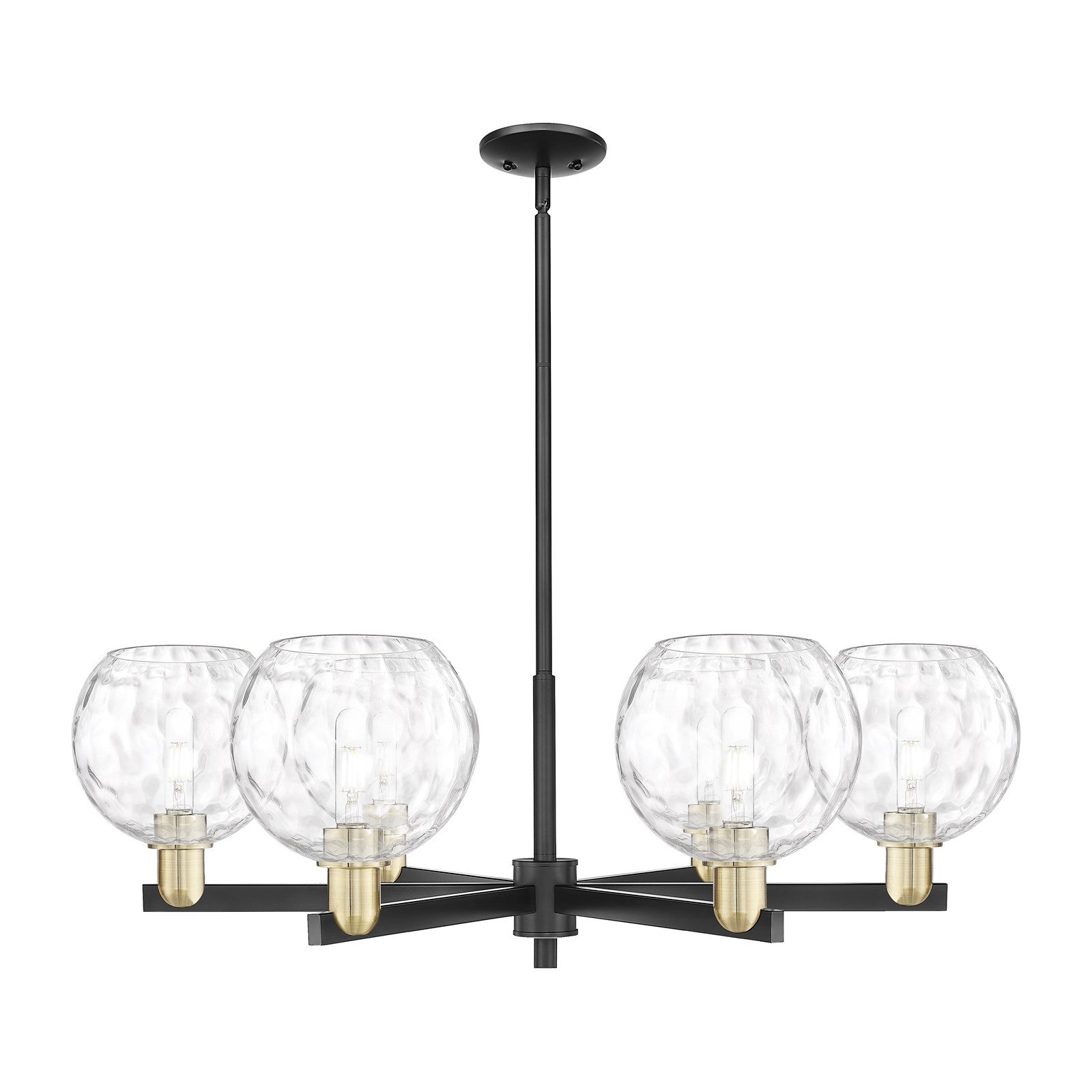 Innovations Athens Water Glass 38in 6-Light Chandelier | Industrial Black Antique Brass Steel and Clear Water Glass | Dining | Model 716-6CR-BAB-G1215-8