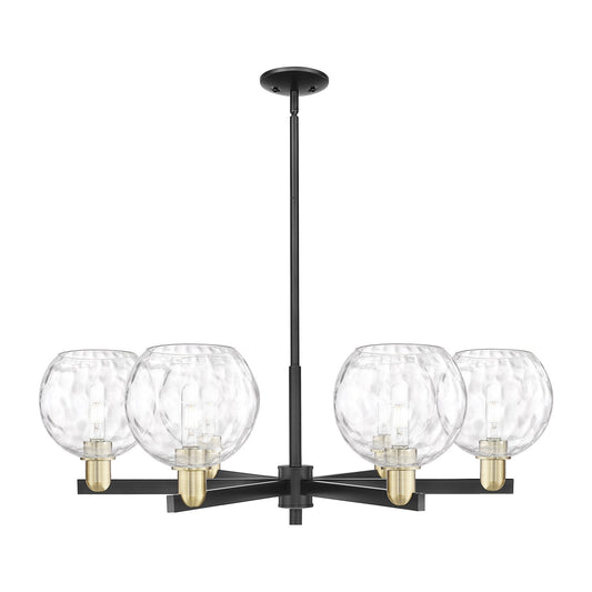 Innovations Athens Water Glass 38in 6-Light Chandelier | Industrial Black Antique Brass Steel and Clear Water Glass | Dining | Model 716-6CR-BAB-G1215-8