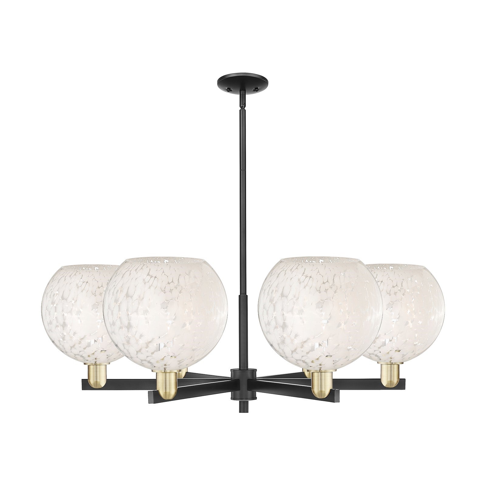 Innovations Lighting Arcadia 40in 6-Light Chandelier | Industrial Black Antique Brass and White Mouchette Glass | Dining | Model 716-6CR-BAB-G1216-10WM