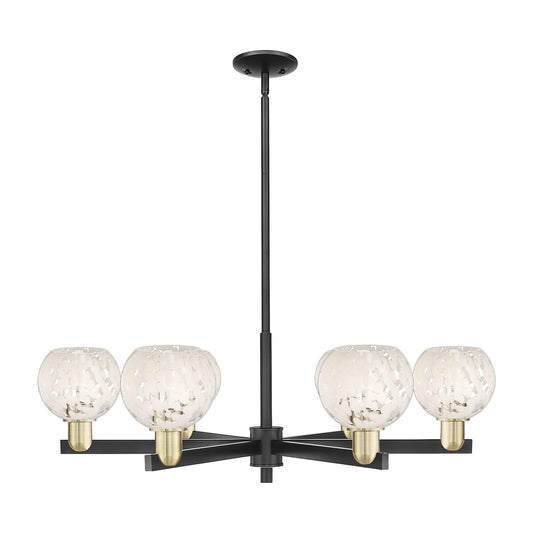 Innovations Lighting Arcadia 36in 6-Light Chandelier | Industrial Black Antique Brass and White Mouchette Glass | Dining | Model 716-6CR-BAB-G1216-6WM