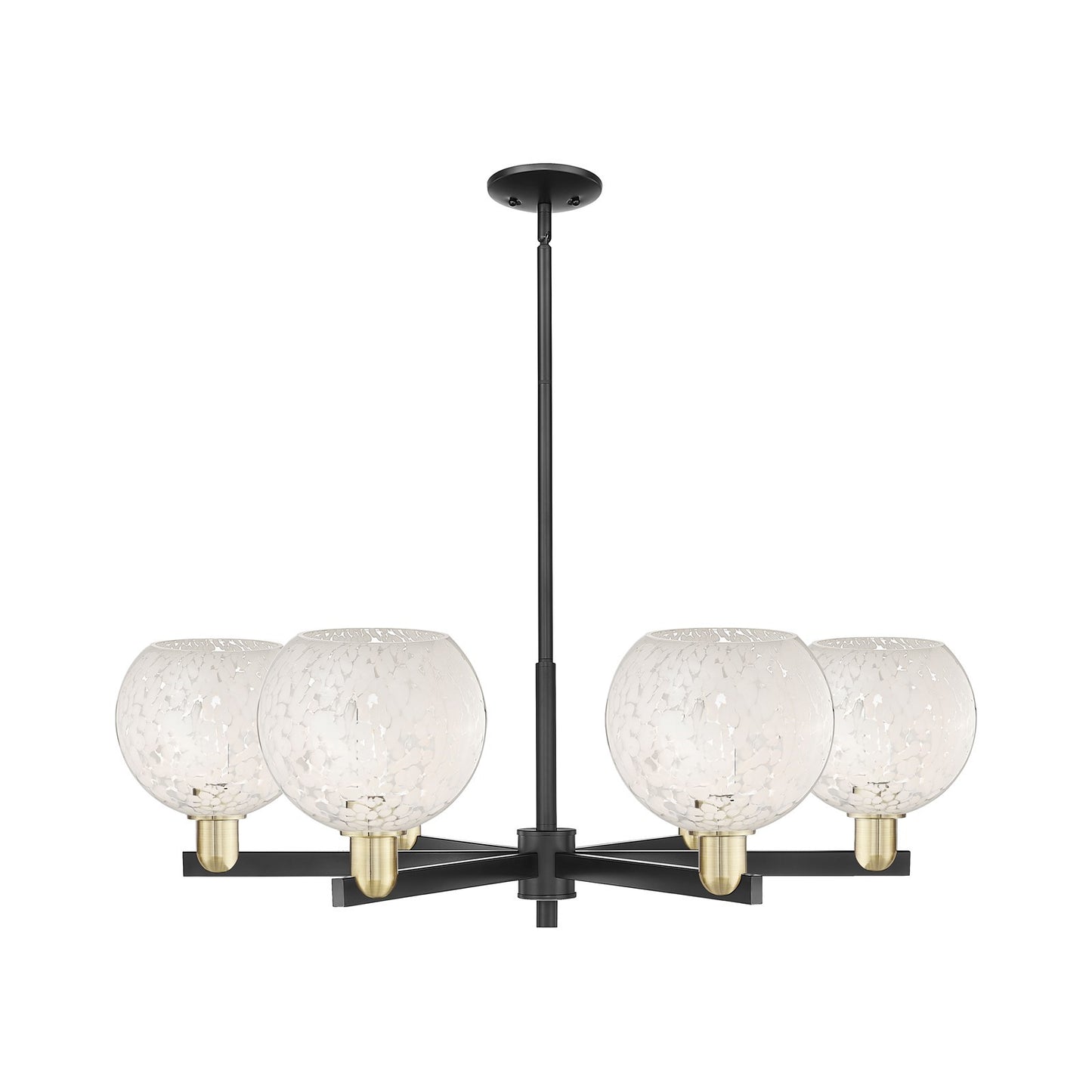 Innovations Lighting Arcadia 38in 6-Light Chandelier | Industrial Black Antique Brass and White Mouchette Glass | Dining | Model 716-6CR-BAB-G1216-8WM