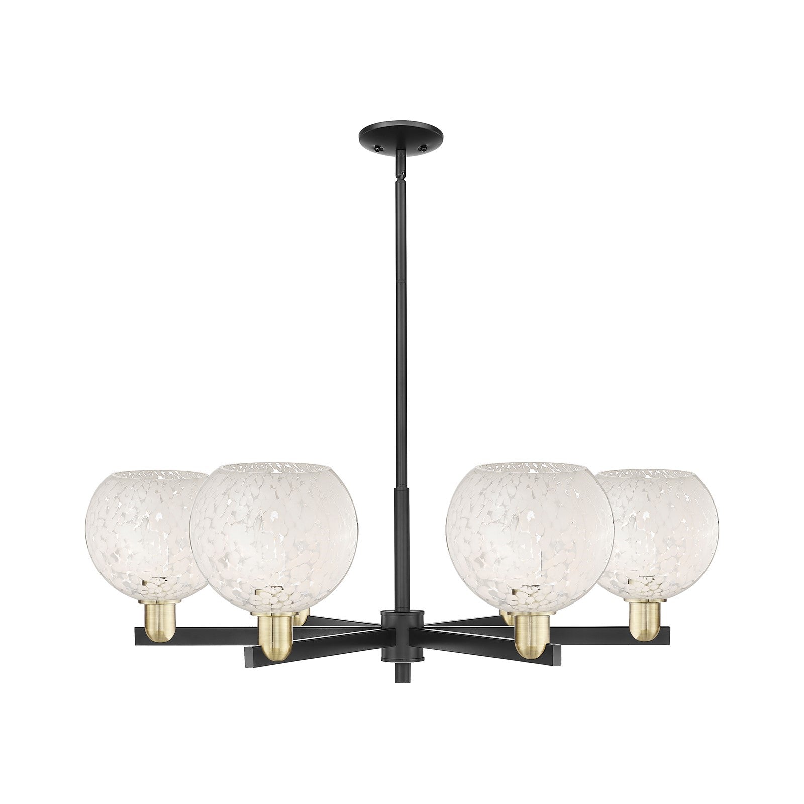 Innovations Lighting Arcadia 38in 6-Light Chandelier | Industrial Black Antique Brass and White Mouchette Glass | Dining | Model 716-6CR-BAB-G1216-8WM