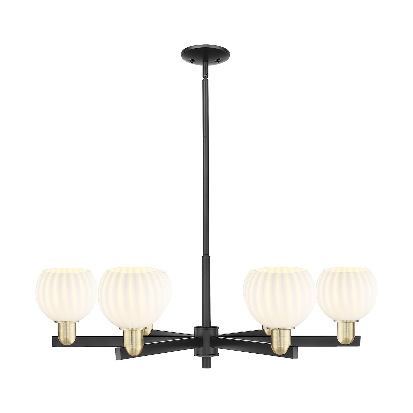 Innovations Lighting White Venetian 36in 6-Light Chandelier | Industrial Black Antique Brass and White Venetian Glass | Model 716-6CR-BAB-G1217-6WV