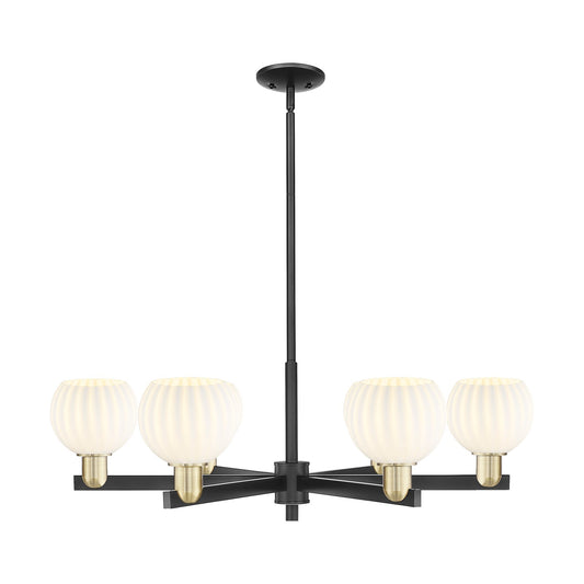Innovations Lighting White Venetian 36in 6-Light Chandelier | Industrial Black Antique Brass and White Venetian Glass | Model 716-6CR-BAB-G1217-6WV