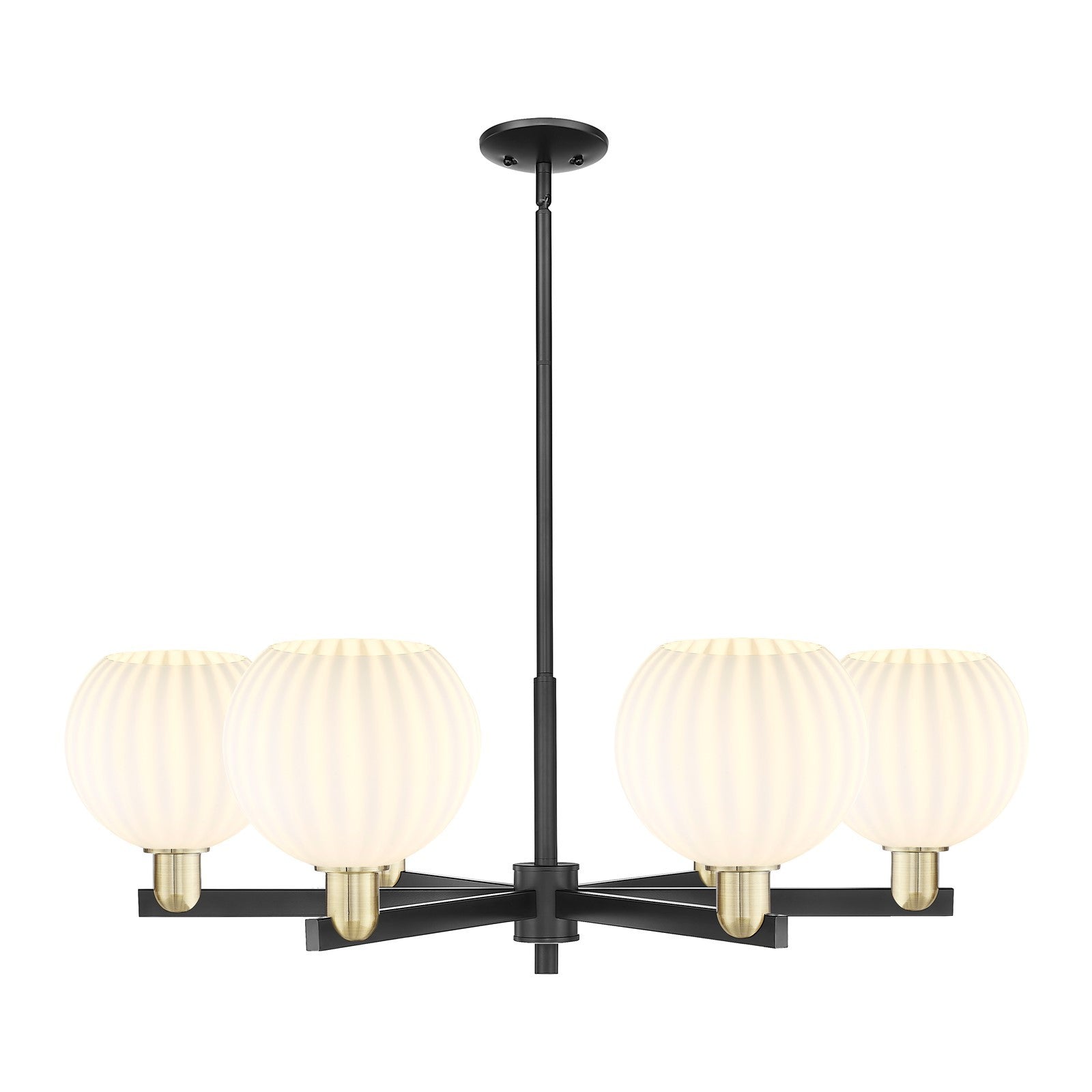 Innovations Lighting White Venetian 38in 6-Light Chandelier | Industrial Black Antique Brass and White Venetian Glass | Damp | Model 716-6CR-BAB-G1217-8WV