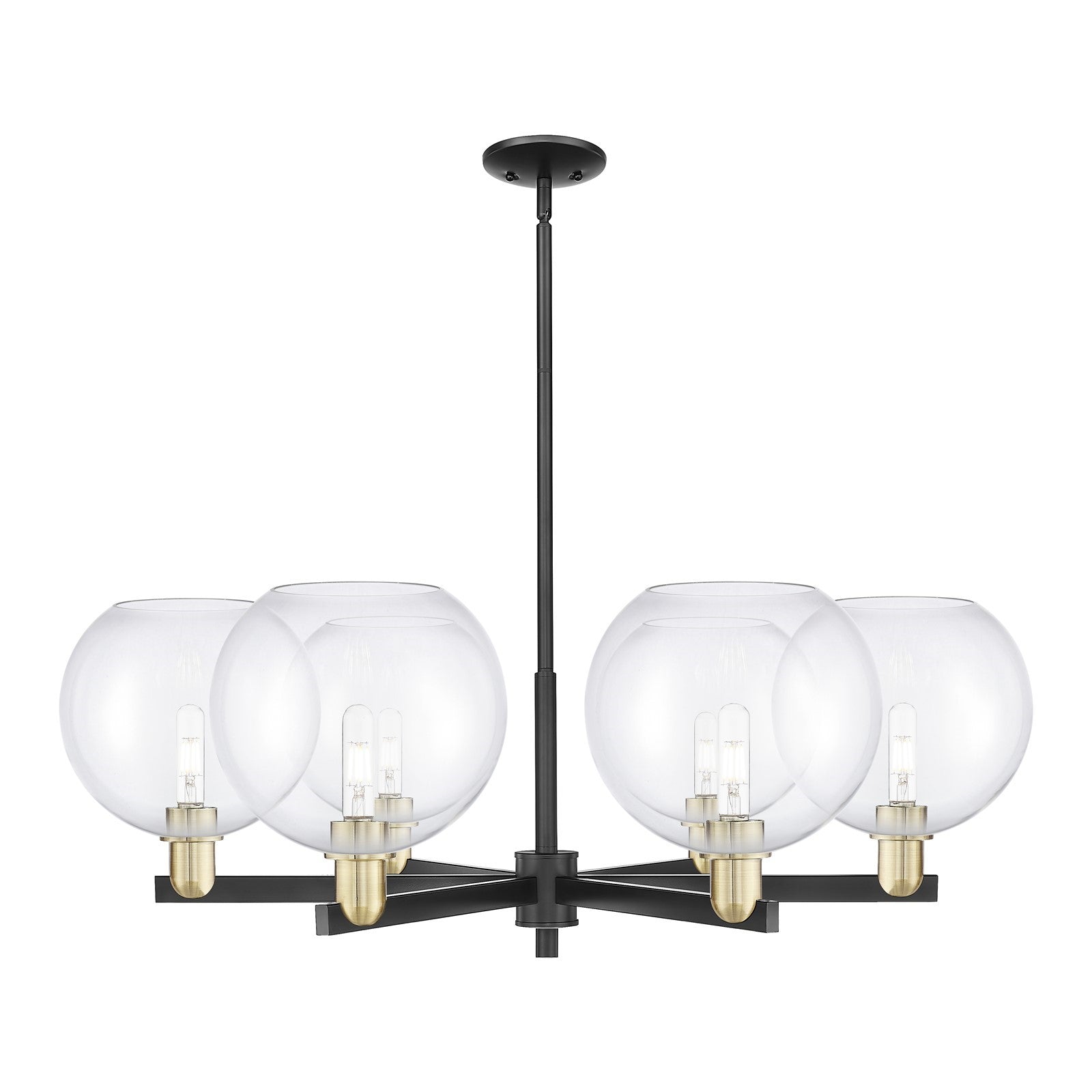 Innovations Athens 40in 6-Light Chandelier | Industrial Black Antique Brass Steel and Clear Glass | Dining Room & Living Room | Model 716-6CR-BAB-G122-10