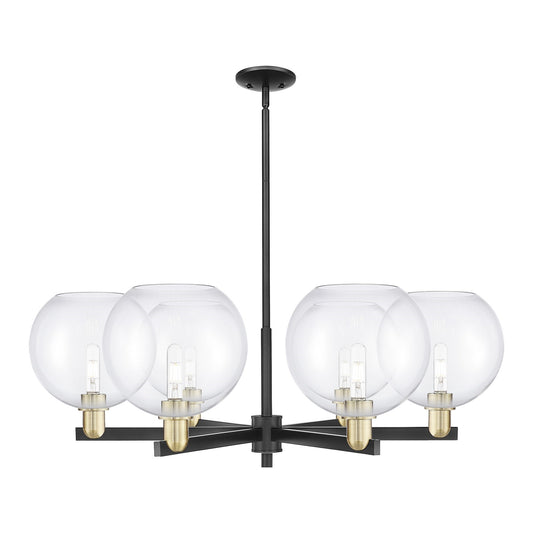 Innovations Athens 40in 6-Light Chandelier | Industrial Black Antique Brass Steel and Clear Glass | Dining Room & Living Room | Model 716-6CR-BAB-G122-10