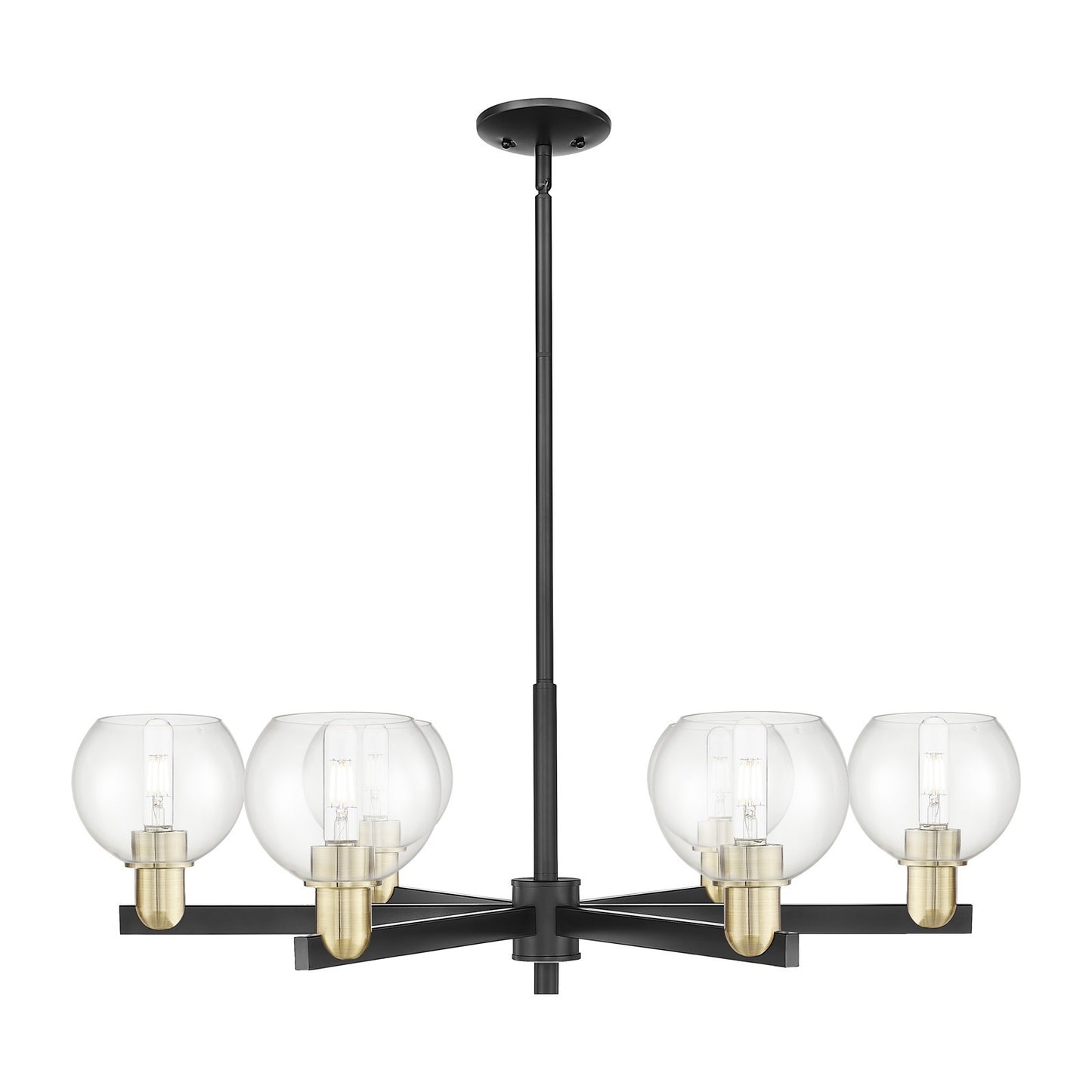 Innovations Athens 36in 6-Light Chandelier | Industrial Black Antique Brass and Clear Glass | Dining Room & Living Room | Model 716-6CR-BAB-G122-6