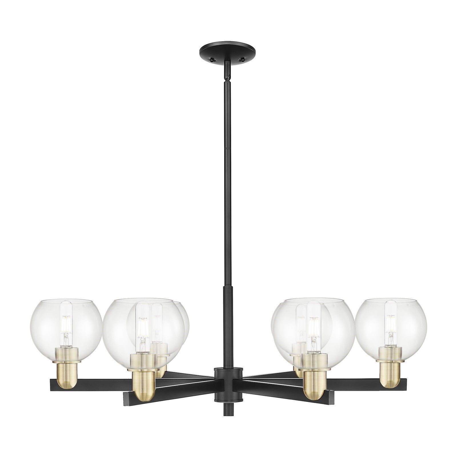 Innovations Athens 36in 6-Light Chandelier | Industrial Black Antique Brass and Clear Glass | Dining Room & Living Room | Model 716-6CR-BAB-G122-6