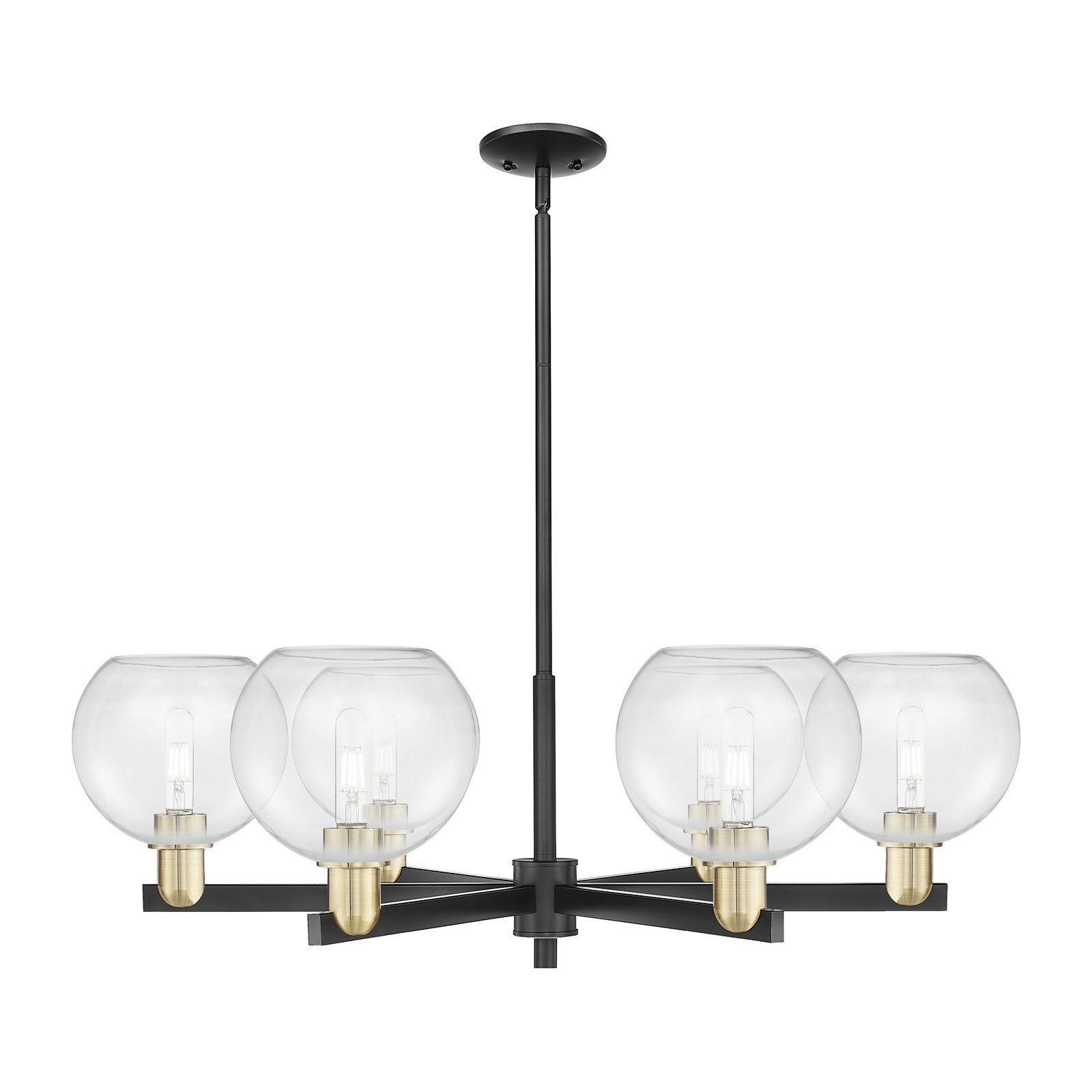 Innovations Athens 38in 6-Light Chandelier | Industrial Black Antique Brass and Clear Glass | Dining Room & Living Room | Model 716-6CR-BAB-G122-8