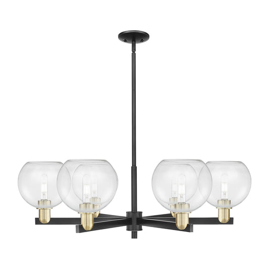 Innovations Athens 38in 6-Light Chandelier | Industrial Black Antique Brass and Clear Glass | Dining Room & Living Room | Model 716-6CR-BAB-G122-8