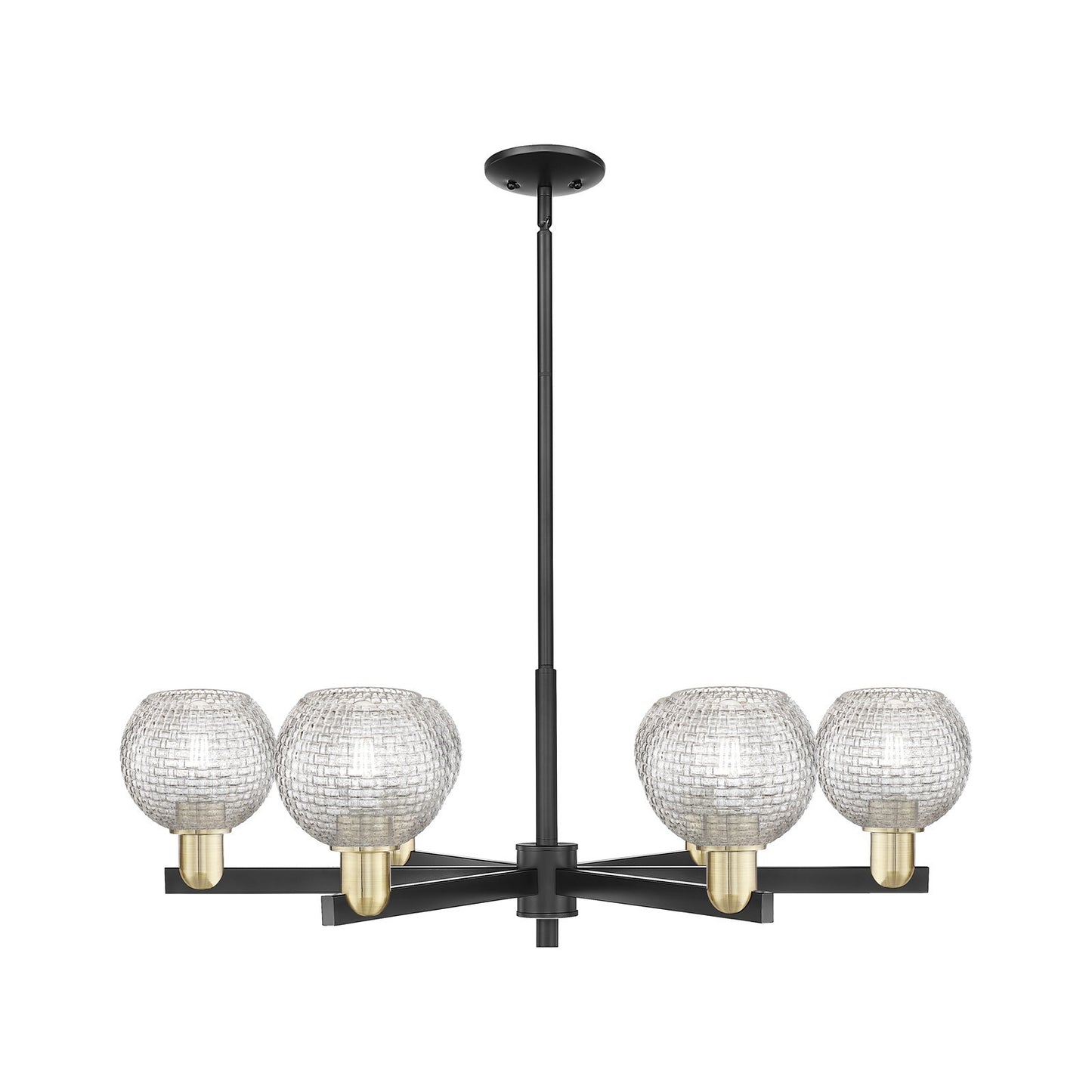 Innovations Athens 36in 6-Light Chandelier | Industrial Black Antique Brass and Clear Basket Weave Glass | Dining Room & | Model 716-6CR-BAB-G122C-6CL
