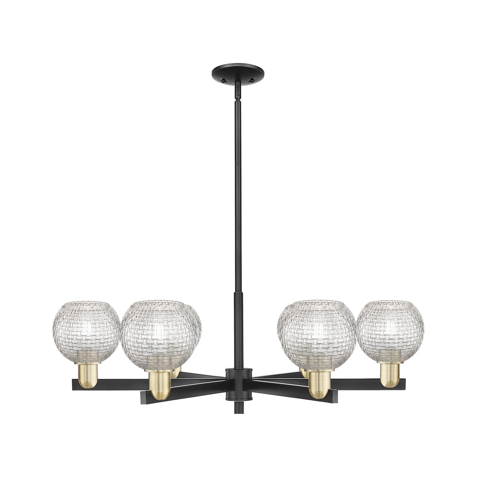 Innovations Athens 36in 6-Light Chandelier | Industrial Black Antique Brass and Clear Basket Weave Glass | Dining Room & | Model 716-6CR-BAB-G122C-6CL