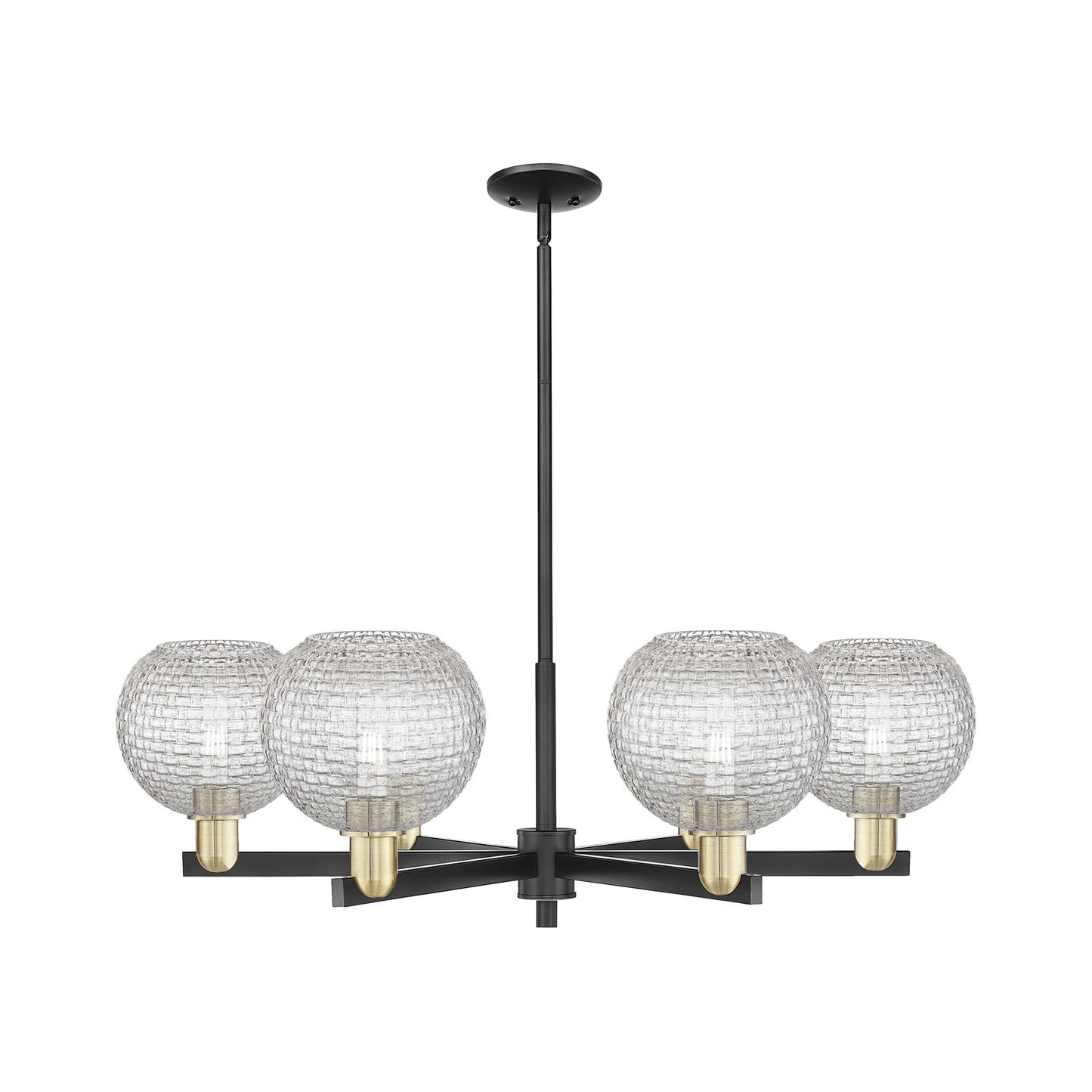 Innovations Athens 38in 6-Light Chandelier | Industrial Black Antique Brass and Clear Basket Weave Glass | Dining Room & | Model 716-6CR-BAB-G122C-8CL
