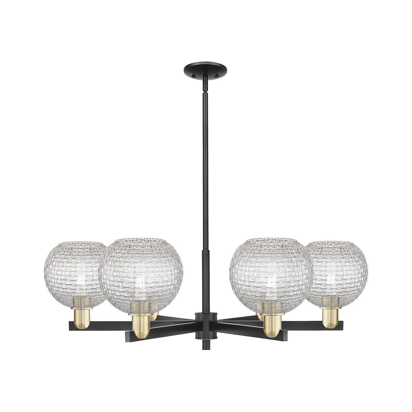 Innovations Athens 38in 6-Light Chandelier | Industrial Black Antique Brass and Clear Basket Weave Glass | Dining Room & | Model 716-6CR-BAB-G122C-8CL