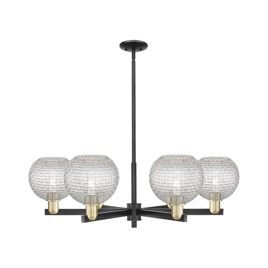 Innovations Athens 38in 6-Light Chandelier | Industrial Black Antique Brass and Clear Basket Weave Glass | Dining Room & | Model 716-6CR-BAB-G122C-8CL