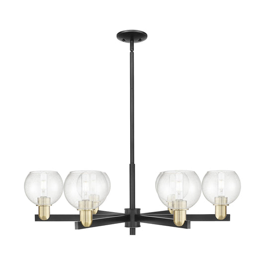 Innovations Athens 36in 6-Light Chandelier | Industrial Black Antique Brass Steel and Seedy Glass | Dining Room & Living Room | Model 716-6CR-BAB-G124-6