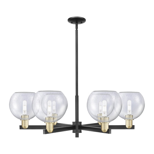 Innovations Athens 38in 6-Light Chandelier | Industrial Black Antique Brass and Seedy Glass | Dining Room & Living Room | Model 716-6CR-BAB-G124-8