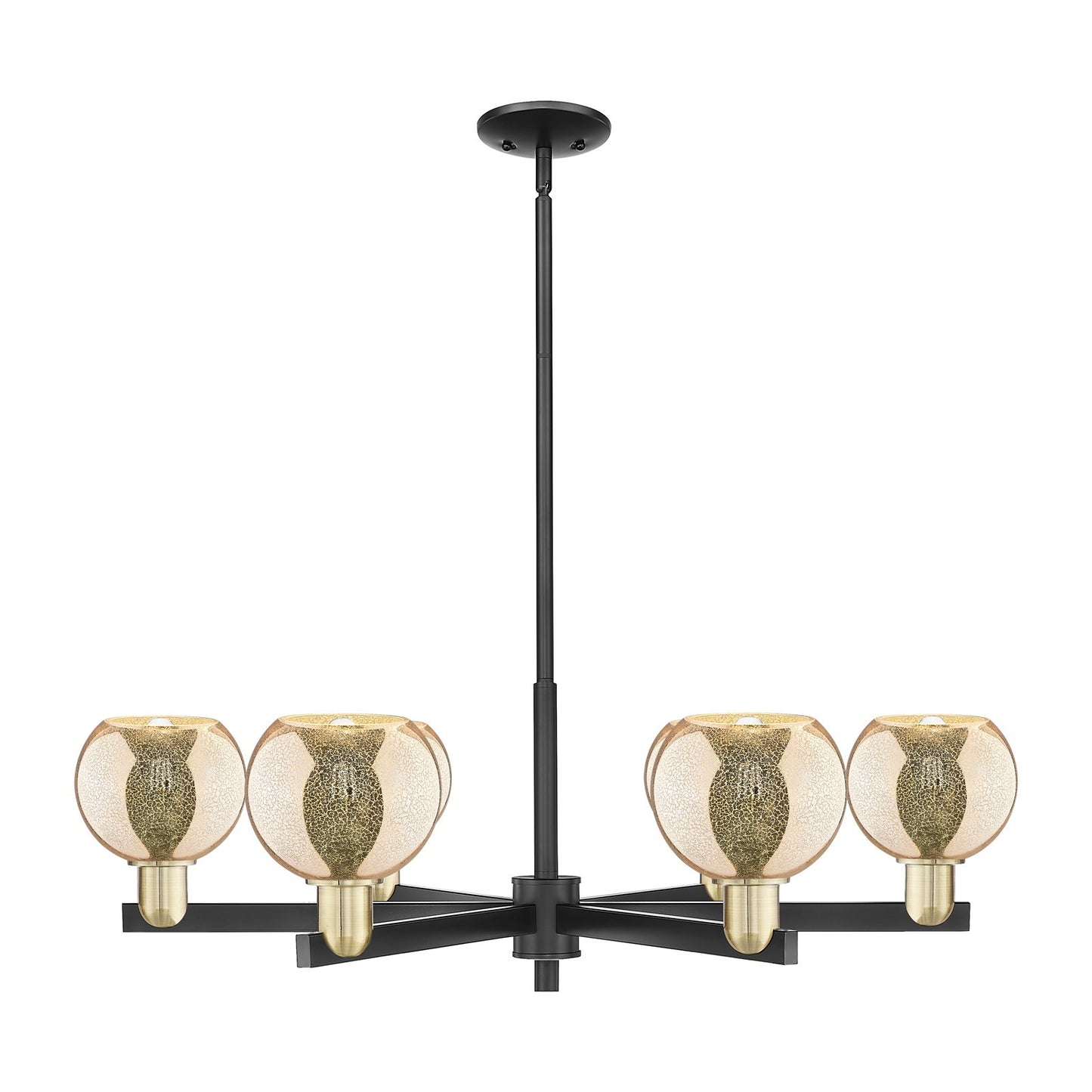 Innovations Athens 36in 6-Light Chandelier | Industrial Black Antique Brass and Mercury Glass | Dining Room & Living Room | Model 716-6CR-BAB-G128-6