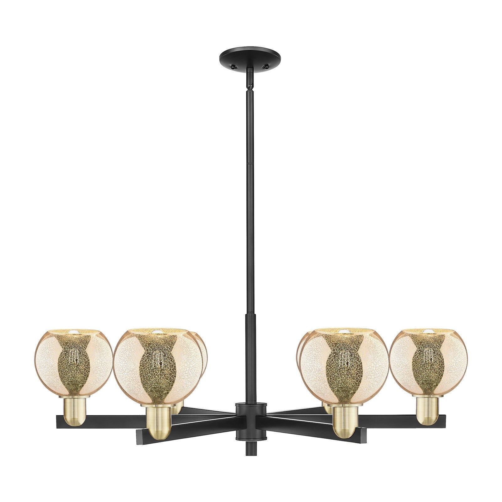 Innovations Athens 36in 6-Light Chandelier | Industrial Black Antique Brass and Mercury Glass | Dining Room & Living Room | Model 716-6CR-BAB-G128-6