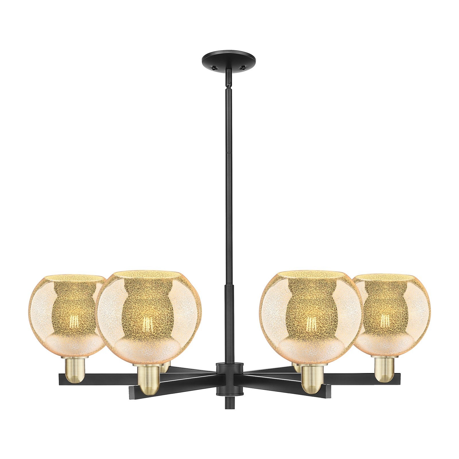 Innovations Athens 38in 6-Light Chandelier | Industrial Black Antique Brass and Mercury Glass | Dining Room & Living Room | Model 716-6CR-BAB-G128-8