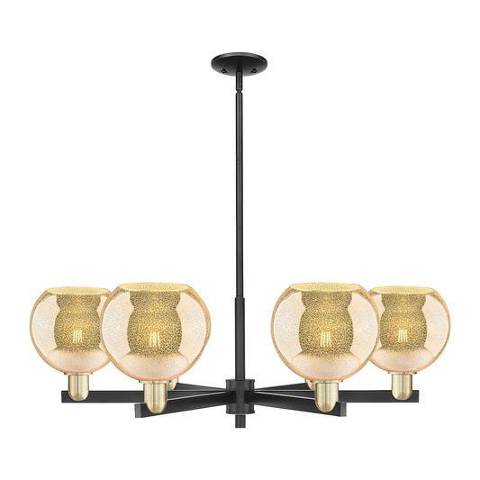 Innovations Athens 38in 6-Light Chandelier | Industrial Black Antique Brass and Mercury Glass | Dining Room & Living Room | Model 716-6CR-BAB-G128-8