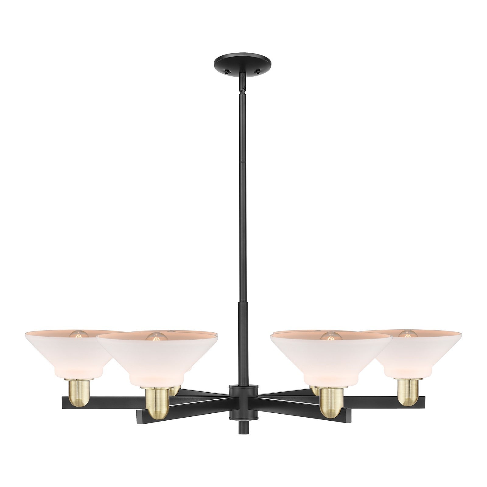 Innovations Orwell 38in 6-Light Chandelier | Industrial Black Antique Brass and Matte White Glass | Kitchen Island & Dining Room | Model 716-6CR-BAB-G131