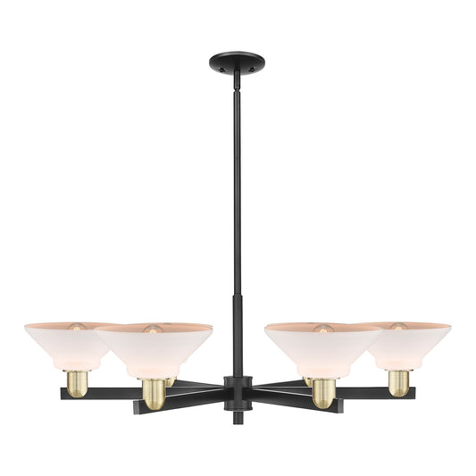 Innovations Orwell 38in 6-Light Chandelier | Industrial Black Antique Brass and Matte White Glass | Kitchen Island & Dining Room | Model 716-6CR-BAB-G131
