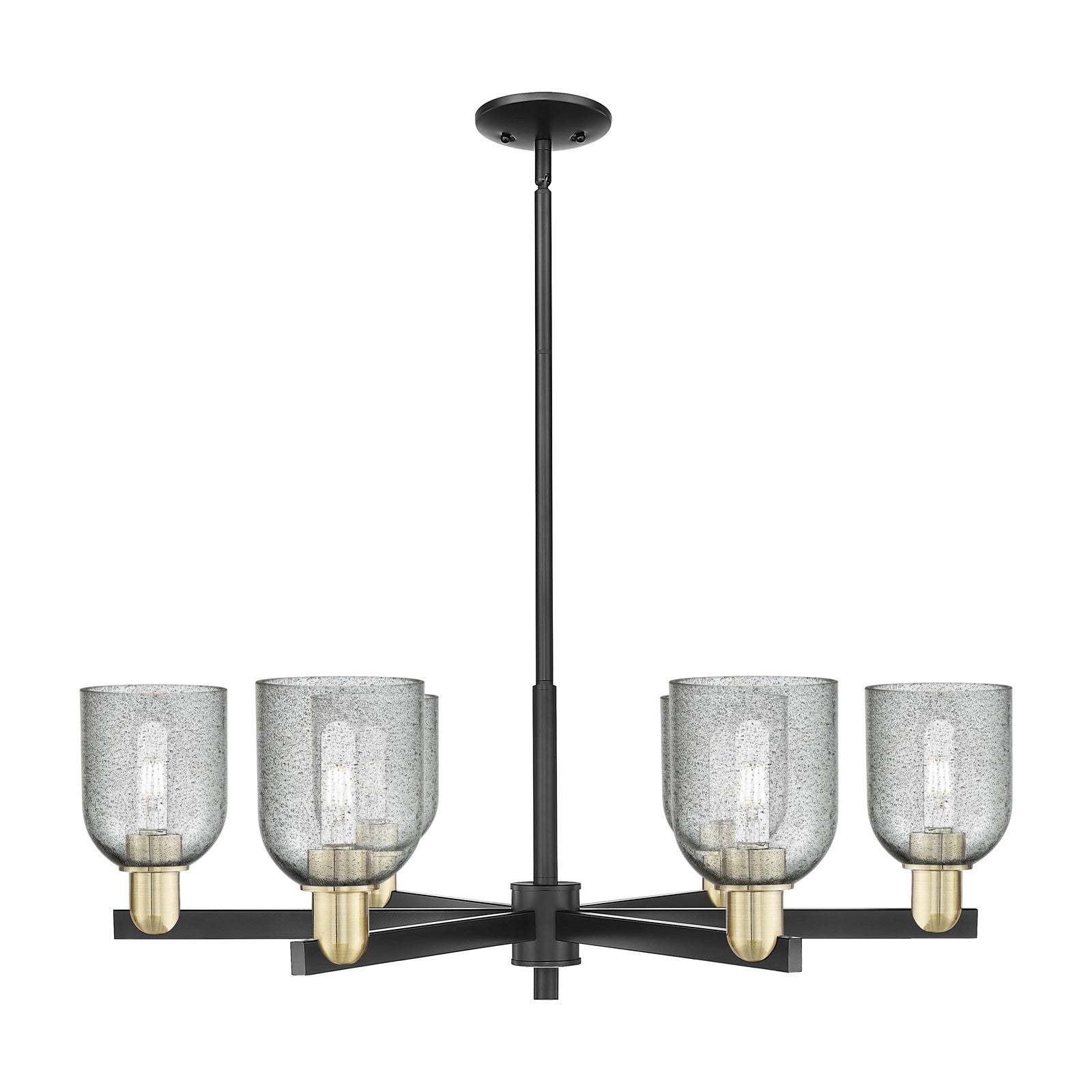 Innovations Caledonia 35in 6-Light Chandelier | Industrial Black Antique Brass and Charcoal Glass | Dining Room & Living Room | Model 716-6CR-BAB-G257