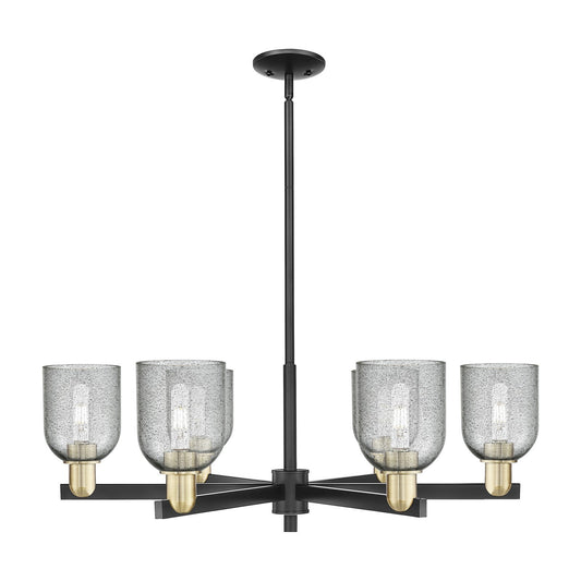 Innovations Caledonia 35in 6-Light Chandelier | Industrial Black Antique Brass and Charcoal Glass | Dining Room & Living Room | Model 716-6CR-BAB-G257
