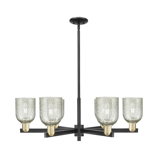 Innovations Caledonia 35in 6-Light Chandelier | Industrial Black Antique Brass and Mica Glass | Kitchen Island & Dining Room | Model 716-6CR-BAB-G259