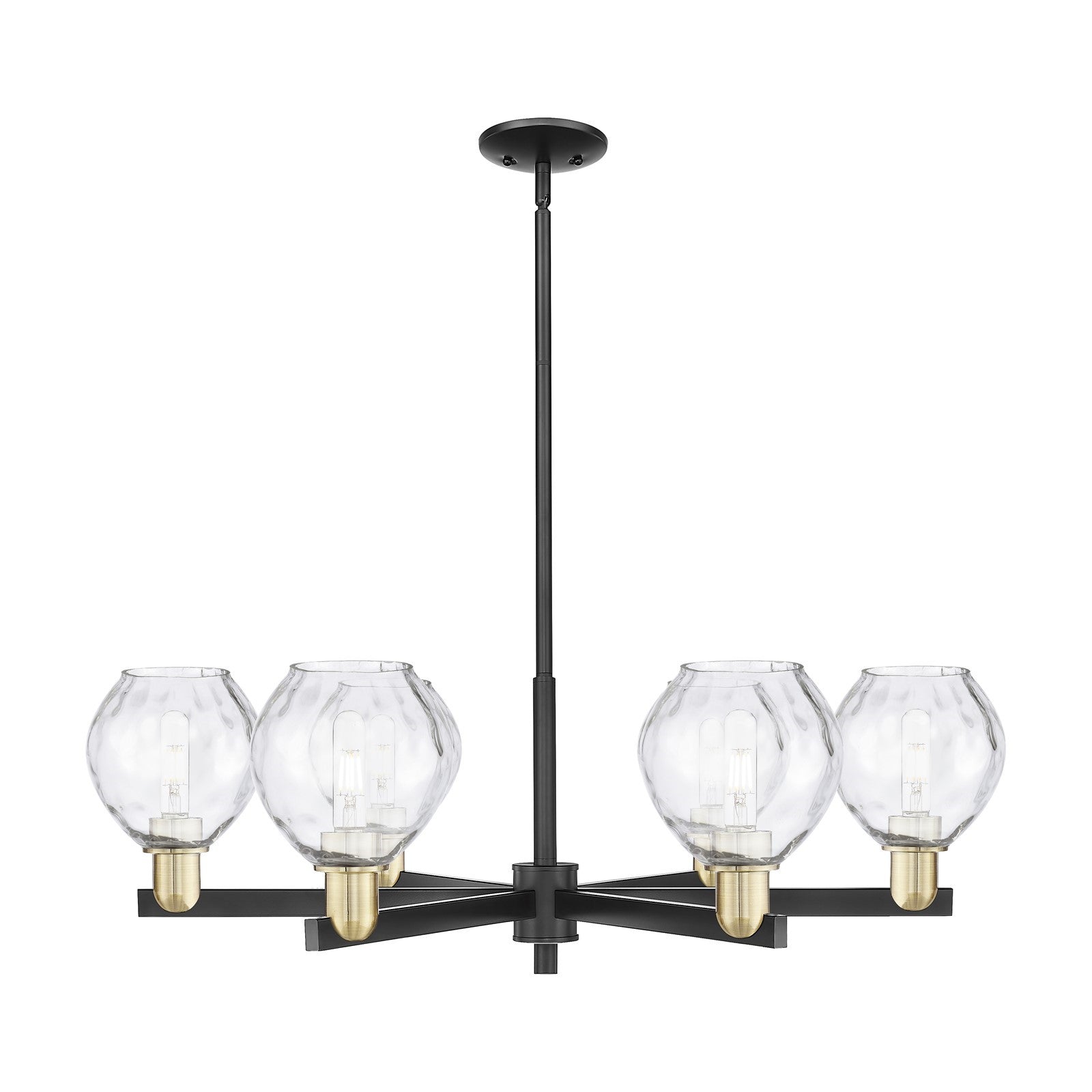 Innovations Waverly 36in 6-Light Chandelier | Industrial Black Antique Brass Steel and Clear Glass | Dining Room & Living Room | Model 716-6CR-BAB-G362