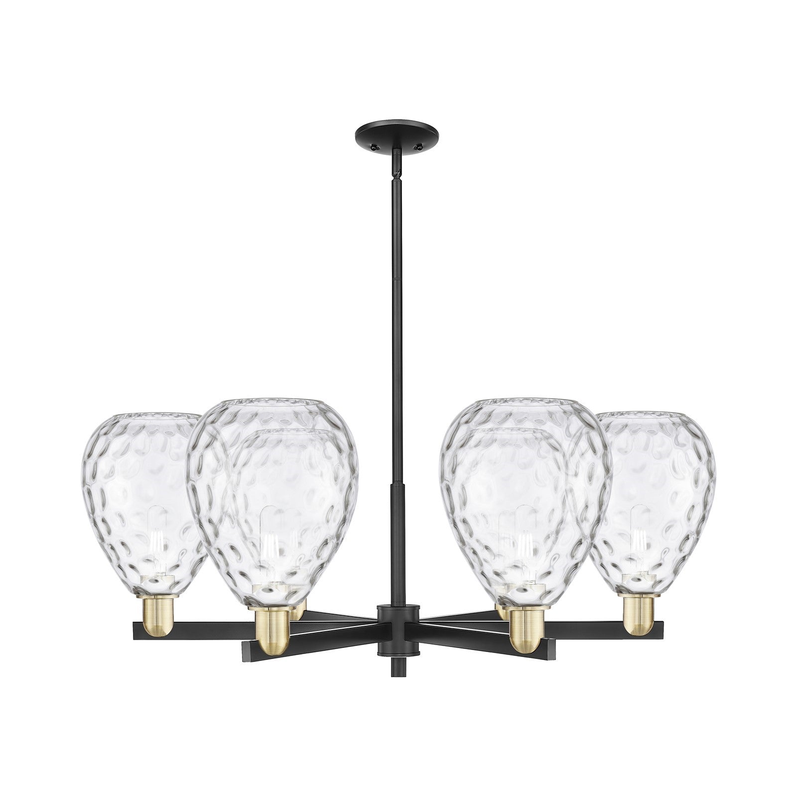 Innovations Waverly 38in 6-Light Chandelier | Industrial Black Antique Brass Steel and Clear Glass | Dining Room & Living Room | Model 716-6CR-BAB-G372