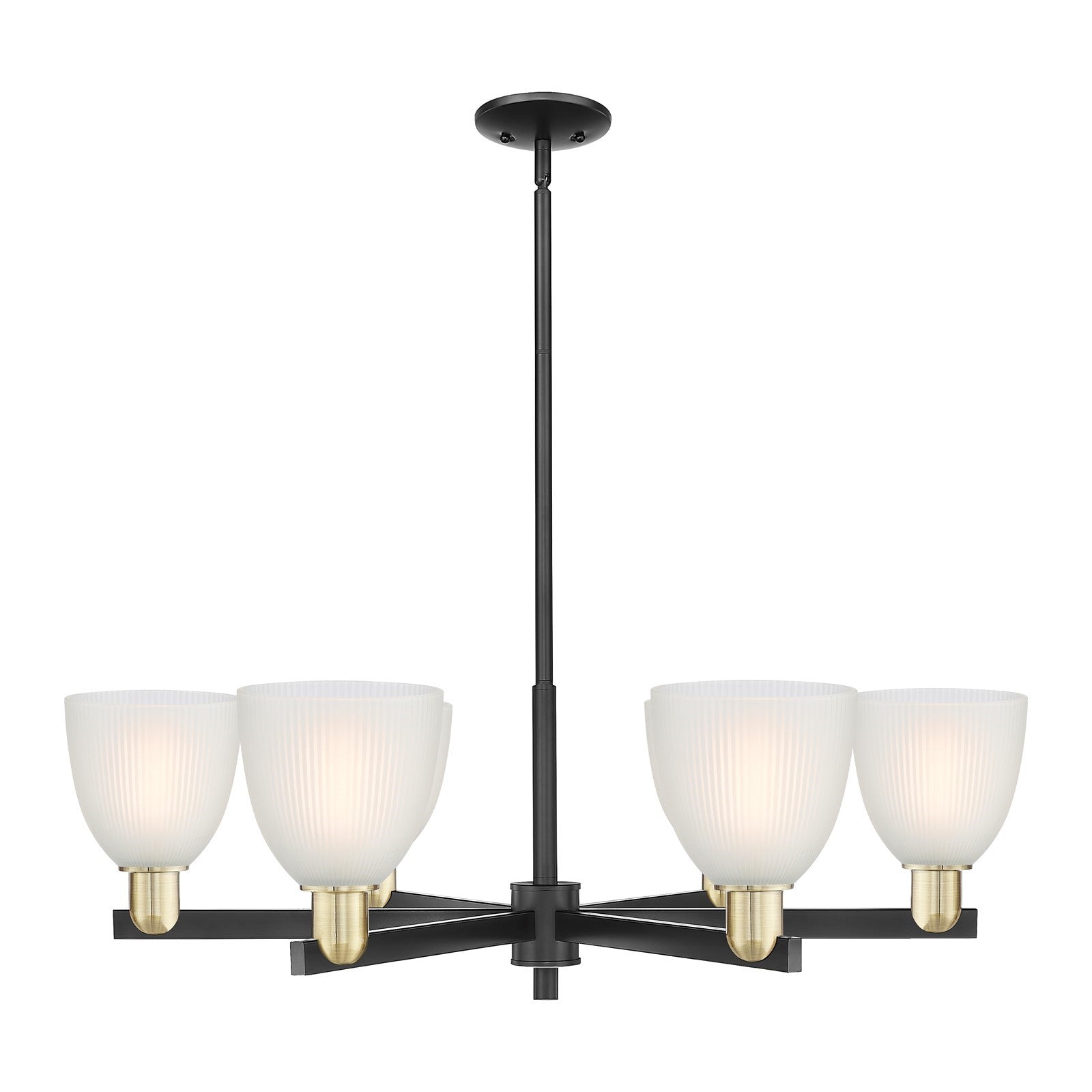 Innovations Castile 36in 6-Light Chandelier | Industrial Black Antique Brass Steel and White Glass | Kitchen Island & Dining Room | Model 716-6CR-BAB-G381