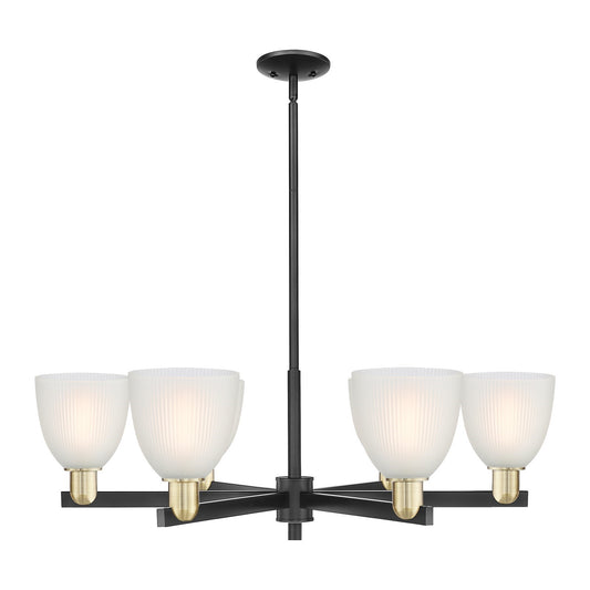 Innovations Castile 36in 6-Light Chandelier | Industrial Black Antique Brass Steel and White Glass | Kitchen Island & Dining Room | Model 716-6CR-BAB-G381